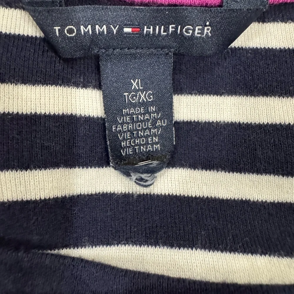 Tommy Hilfiger Navy and White Striped Top